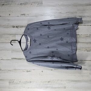 moral fiber gray star crew neck sweater women's size large